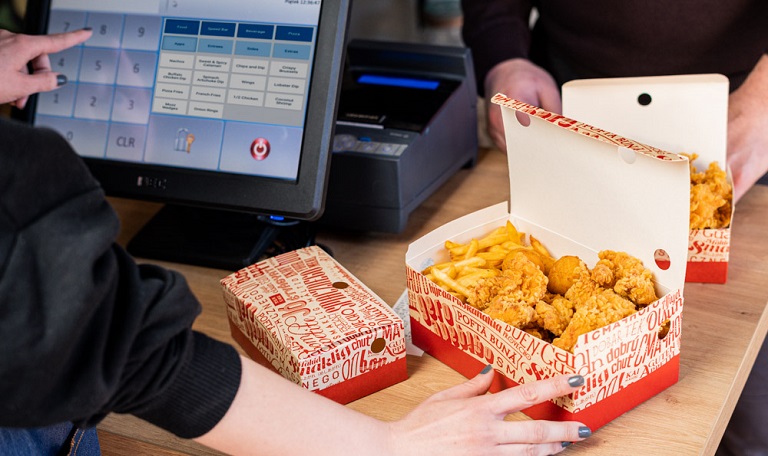 takeaway and delivery boxes takeaway paper containers with fries and chicken stripes