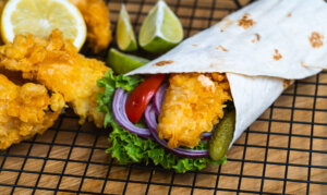 wrap with chicken and vegetables