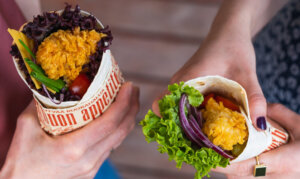 wraps with coated chicken