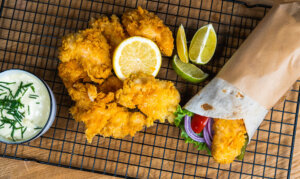 tortilla with breaded chicken