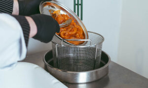 Professional bench for breading meat