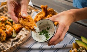 recipe for strips Golden chicken strips in a herb sauce