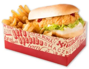 Chicken pieces in a burger Breaded chicken in a burger