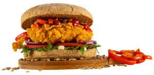 Breaded chicken in a burger Breaded chicken burger