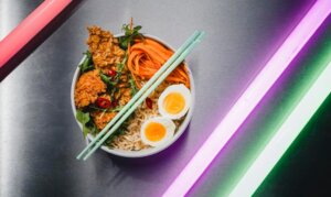 easy Asian chicken Ramen with Holly Powder crispy chicken