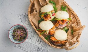 simple Asian chicken Bao buns with crispy chicken