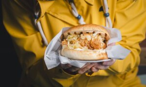 coating fish for burger burger with coating fish