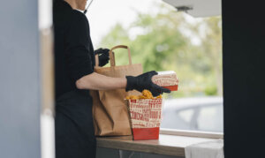 fast food kiosk with chicken Food packaging ideal for takeaway